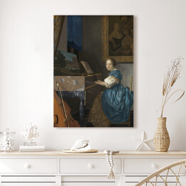 Obraz na płótnie Jan Vermeer Dziewczyna siedząca przy klawesynie Reprodukcja