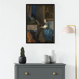 Plakat w ramie Jan Vermeer Dziewczyna siedząca przy klawesynie Reprodukcja