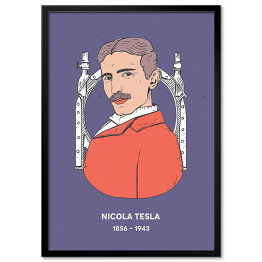 Plakat w ramie Nicola Tesla - znani naukowcy - ilustracja