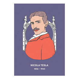 Plakat samoprzylepny Nicola Tesla - znani naukowcy - ilustracja