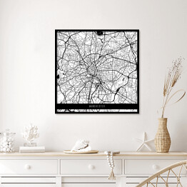 Plakat w ramie Mapy miast świata - Manchester - biała