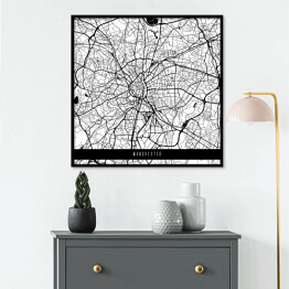 Plakat w ramie Mapy miast świata - Manchester - biała