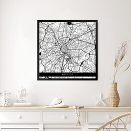Obraz w ramie Mapy miast świata - Manchester - biała
