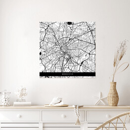 Plakat samoprzylepny Mapy miast świata - Manchester - biała