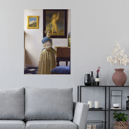 Plakat Jan Vermeer Kobieta stojąca przy klawesynie Reprodukcja
