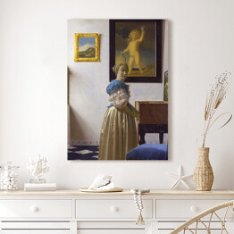 Obraz na płótnie Jan Vermeer Kobieta stojąca przy klawesynie Reprodukcja