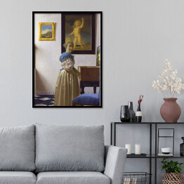 Plakat w ramie Jan Vermeer Kobieta stojąca przy klawesynie Reprodukcja