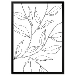 Obraz klasyczny Rysowane czarno białe liście na gałęziach