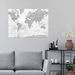 Plakat Mapa świata z motywem jasnych cegieł