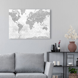 Obraz na płótnie Mapa świata z motywem jasnych cegieł