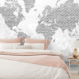 Fototapeta Mapa świata z motywem jasnych cegieł