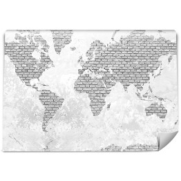 Fototapeta samoprzylepna Mapa świata z motywem jasnych cegieł