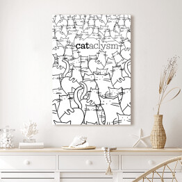 Obraz na płótnie CATaclysm, dużo białych kotków - ilustracja
