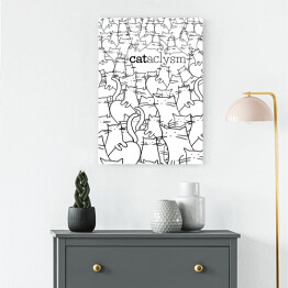 Obraz na płótnie CATaclysm, dużo białych kotków - ilustracja