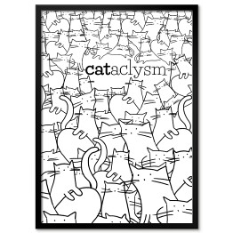 Obraz klasyczny CATaclysm, dużo białych kotków - ilustracja