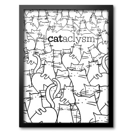 Obraz w ramie CATaclysm, dużo białych kotków - ilustracja