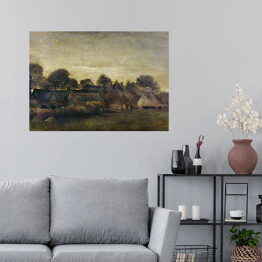 Plakat samoprzylepny Vincent van Gogh Farming Village at Twilight. Reprodukcja