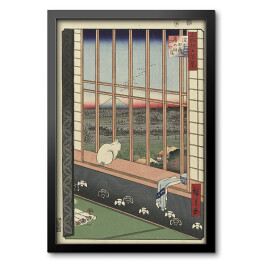 Obraz w ramie Utugawa Hiroshige Kot oglądający procesję. Reprodukcja