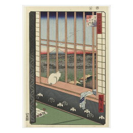 Plakat samoprzylepny Utugawa Hiroshige Kot oglądający procesję. Reprodukcja
