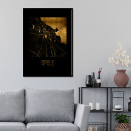 Plakat w ramie Czarno złota mapa - Opole