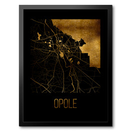 Obraz w ramie Czarno złota mapa - Opole