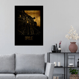 Plakat samoprzylepny Czarno złota mapa - Opole