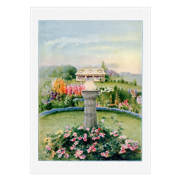 Plakat samoprzylepny Dom z ogrodem akwarela. Thomas E. Hill Reprodukcja obrazu