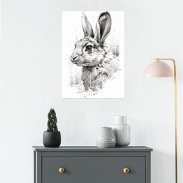 Plakat samoprzylepny Zajączek rysunek - portret zwierzaka
