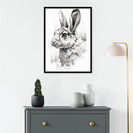 Plakat w ramie Zajączek rysunek - portret zwierzaka