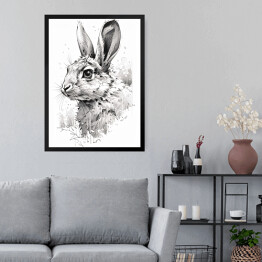 Obraz w ramie Zajączek rysunek - portret zwierzaka