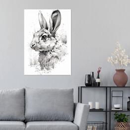 Plakat samoprzylepny Zajączek rysunek - portret zwierzaka