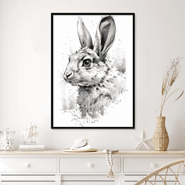 Plakat w ramie Zajączek rysunek - portret zwierzaka