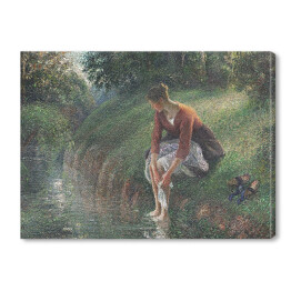 Obraz na płótnie Camille Pissarro Kobieta myjąca stopy w strumieniu. Reprodukcja