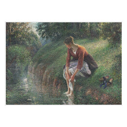 Plakat Camille Pissarro Kobieta myjąca stopy w strumieniu. Reprodukcja