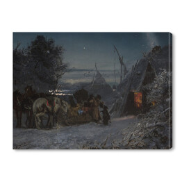 Obraz na płótnie Józef Chełmoński Sanie przed szałasem nocą Reprodukcja obrazu