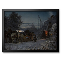 Obraz w ramie Józef Chełmoński Sanie przed szałasem nocą Reprodukcja obrazu