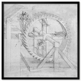 Plakat w ramie Leonardo da Vinci "Przekładnia zębata" - reprodukcja