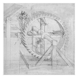 Plakat samoprzylepny Leonardo da Vinci "Przekładnia zębata" - reprodukcja