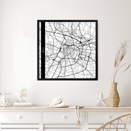 Obraz w ramie Mapa miast świata - Padwa - biała