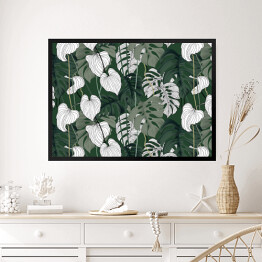 Obraz w ramie Kolekcja #inspiredspace - rośliny - zielono biala monstera