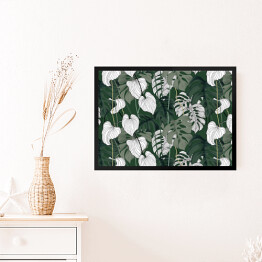 Obraz w ramie Kolekcja #inspiredspace - rośliny - zielono biala monstera