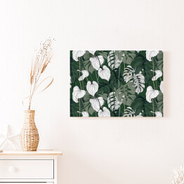 Obraz na płótnie Kolekcja #inspiredspace - rośliny - zielono biala monstera