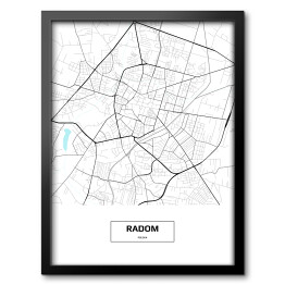 Obraz w ramie Mapa Radomia z napisem na białym tle