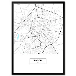 Plakat w ramie Mapa Radomia z napisem na białym tle