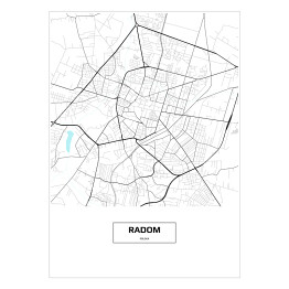 Plakat samoprzylepny Mapa Radomia z napisem na białym tle