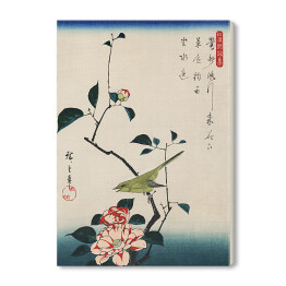 Obraz na płótnie Utugawa Hiroshige Ilustracja ukiyo-e, kamelia i słowik. Reprodukcja