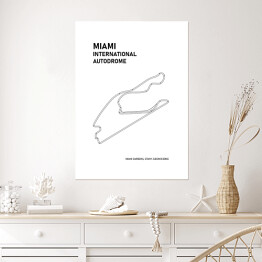 Plakat samoprzylepny Miami International Autodrome - Tory wyścigowe Formuły 1 - białe tło 