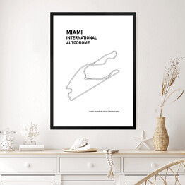 Obraz w ramie Miami International Autodrome - Tory wyścigowe Formuły 1 - białe tło 