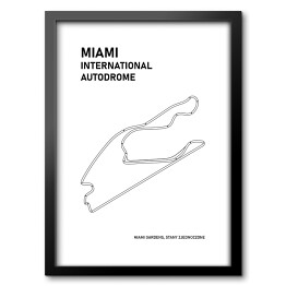 Obraz w ramie Miami International Autodrome - Tory wyścigowe Formuły 1 - białe tło 