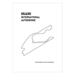 Plakat samoprzylepny Miami International Autodrome - Tory wyścigowe Formuły 1 - białe tło 